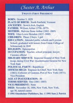 1991 Encyclopedia Britannica Presidential #NNO Chester A. Arthur Back