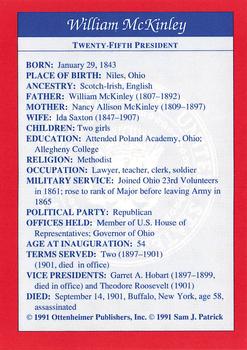 1991 Encyclopedia Britannica Presidential #NNO William McKinley Back