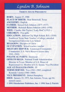 1991 Encyclopedia Britannica Presidential #NNO Lyndon B. Johnson Back