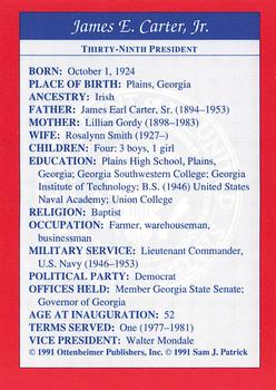 1991 Encyclopedia Britannica Presidential #NNO James E. Carter, Jr. Back