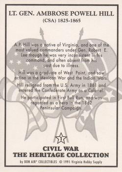 1991 Bon Air Civil War Heritage Collection Series 1 #1 Lt. Gen. Ambrose Powell Hill Back