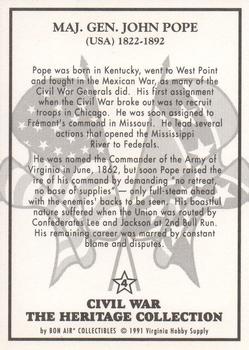 1991 Bon Air Civil War Heritage Collection Series 1 #4 Maj. Gen. John Pope Back