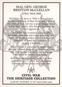 1991 Bon Air Civil War Heritage Collection Series 1 #6 Maj. Gen. George Brinton McClellan Back