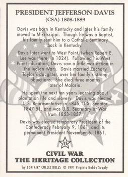 1991 Bon Air Civil War Heritage Collection Series 1 #11 President Jefferson Davis Back