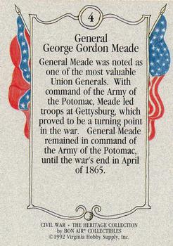 1992 Bon Air Civil War Heritage Collection Series 2 #4 General George Gordon Meade Back