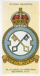1997 Card Collectors Society 1937 Player's R.A.F. Badges (reprint) #10 No.16 (Army Co-Operation) Squadron Front