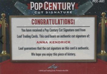 2018 Leaf Metal Pop Century - Cut Signatures #PCC-AK1 Anna Kendrick Back