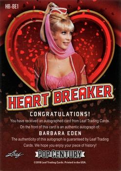 2018 Leaf Metal Pop Century - Heart Breaker Silver #HB-BE1 Barbara Eden Back