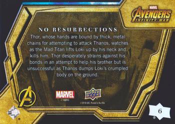2018 Upper Deck Marvel Avengers Infinity War #6 No Resurrections Back