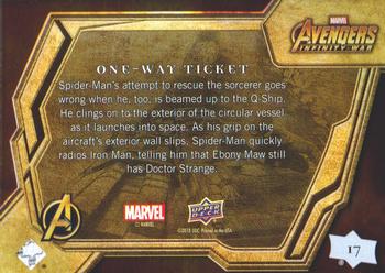 2018 Upper Deck Marvel Avengers Infinity War #17 One-Way Ticket Back