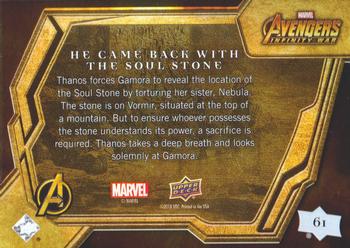 2018 Upper Deck Marvel Avengers Infinity War #61 He Came Back With The Soul Stone Back