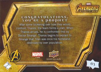 2018 Upper Deck Marvel Avengers Infinity War #63 Congratulations. You're A Prophet Back
