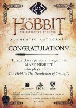 2015 Cryptozoic The Hobbit: The Desolation of Smaug - Autographs #NNO Mary Nesbitt Back