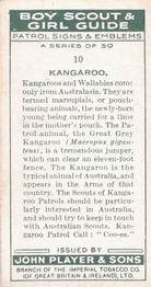 1933 Player's Boy Scout & Girl Guide Patrol Signs & Emblems #10 Kangaroo Back