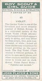 1933 Player's Boy Scout & Girl Guide Patrol Signs & Emblems #49 Violet Back