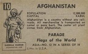 1950 Topps Parade Flags of the World (R714-6) #10 Afghanistan Back