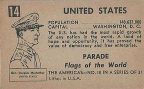 1950 Topps Parade Flags of the World (R714-6) #14 United States Back