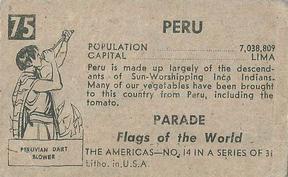 1950 Topps Parade Flags of the World (R714-6) #75 Peru Back