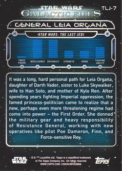 2018 Topps Star Wars: Galactic Files - Orange #TLJ-7 General Leia Organa Back