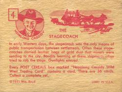 1951 Post Cereal Hopalong Cassidy Wild West (F278-2) #4 The Stage Coach Back
