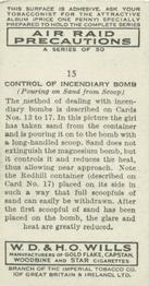1938 Wills's Air Raid Precautions #15 Control of Incendiary Bomb Back
