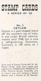 1961 Sweetule Stamp Cards #3 Ceylon Back