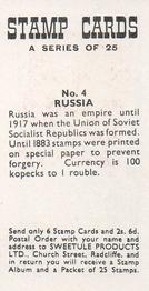 1961 Sweetule Stamp Cards #4 Russia Back