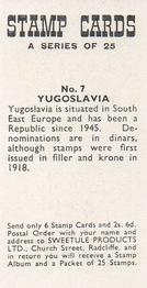 1961 Sweetule Stamp Cards #7 Yugoslavia Back