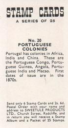 1961 Sweetule Stamp Cards #20 Portuguese Colonies Back