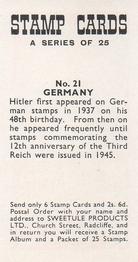 1961 Sweetule Stamp Cards #21 Germany Back