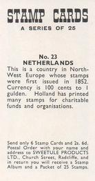 1961 Sweetule Stamp Cards #23 Netherlands Back