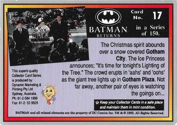 1992 Dynamic Marketing Batman Returns #17 The lighting of the tree in Gotham Plaza Back