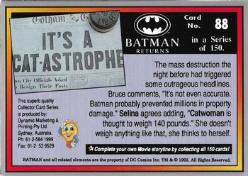 1992 Dynamic Marketing Batman Returns #88 Read all about it – Batman blows it! Back