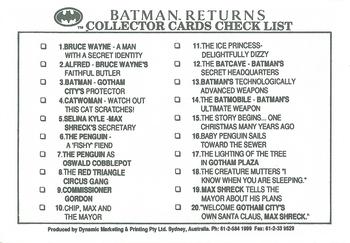 1992 Dynamic Marketing Batman Returns #NNO One Gotham City Dollar Back