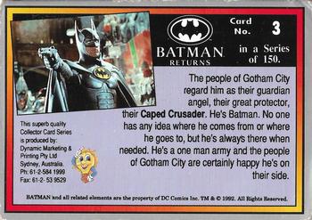 1992 Dynamic Marketing Batman Returns - Limited Edition Gold #3 Batman – Gotham City’s protector Back