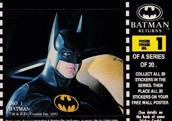 1992 Dynamic Marketing Batman Returns - Poster Stickers #1 Batman Front