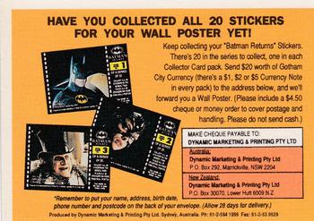 1992 Dynamic Marketing Batman Returns - Poster Stickers #4 Alfred Back
