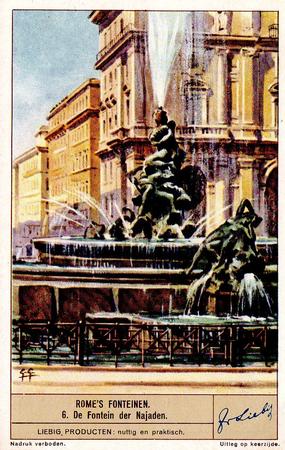 1938 Liebig Rome's Fonteinen (The Fountains of Rome) (Dutch Text) (F1367, S1376) #6 De Fontein der Najaden Front