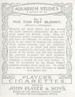 1932 Player's Aquarium Studies #3 The Tom Pot Blenny Back