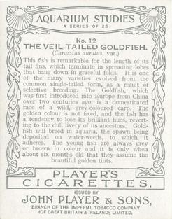 1932 Player's Aquarium Studies #12 The Veil-tailed Goldfish Back