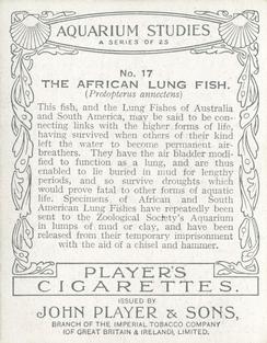 1932 Player's Aquarium Studies #17 The African Lung Fish Back