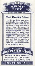 1910 Player's Army Life #13 Map Reading Class Back