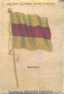 1910 American Tobacco Company National Flags Silks (S33) - Egyptienne Straights Cigarettes (Factory 2153) #NNO Baden Front