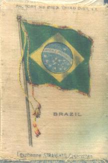 1910 American Tobacco Company National Flags Silks (S33) - Egyptienne Straights Cigarettes (Factory 2153) #NNO Brazil Front