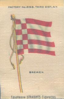 1910 American Tobacco Company National Flags Silks (S33) - Egyptienne Straights Cigarettes (Factory 2153) #NNO Bremen Front
