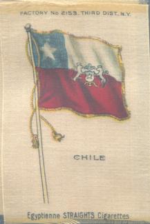 1910 American Tobacco Company National Flags Silks (S33) - Egyptienne Straights Cigarettes (Factory 2153) #NNO Chile Front