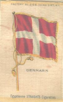 1910 American Tobacco Company National Flags Silks (S33) - Egyptienne Straights Cigarettes (Factory 2153) #NNO Denmark Front