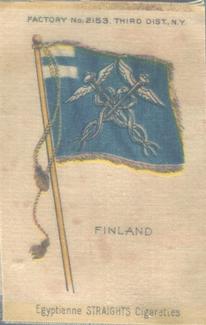 1910 American Tobacco Company National Flags Silks (S33) - Egyptienne Straights Cigarettes (Factory 2153) #NNO Finland Front
