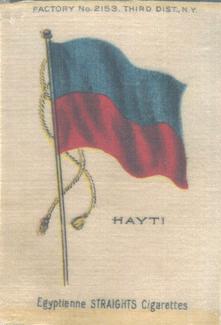 1910 American Tobacco Company National Flags Silks (S33) - Egyptienne Straights Cigarettes (Factory 2153) #NNO Hayti Front