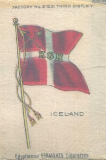 1910 American Tobacco Company National Flags Silks (S33) - Egyptienne Straights Cigarettes (Factory 2153) #NNO Iceland Front